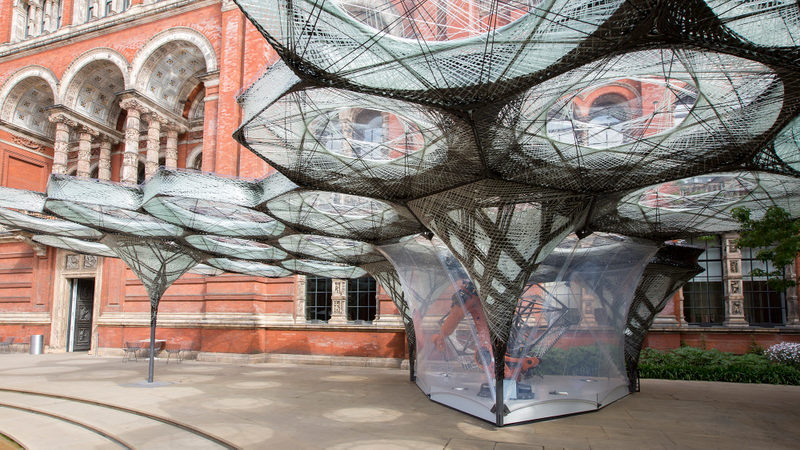 Illustration for article titled This Amazing Carbon Fiber Pavilion Was Woven by a Robot